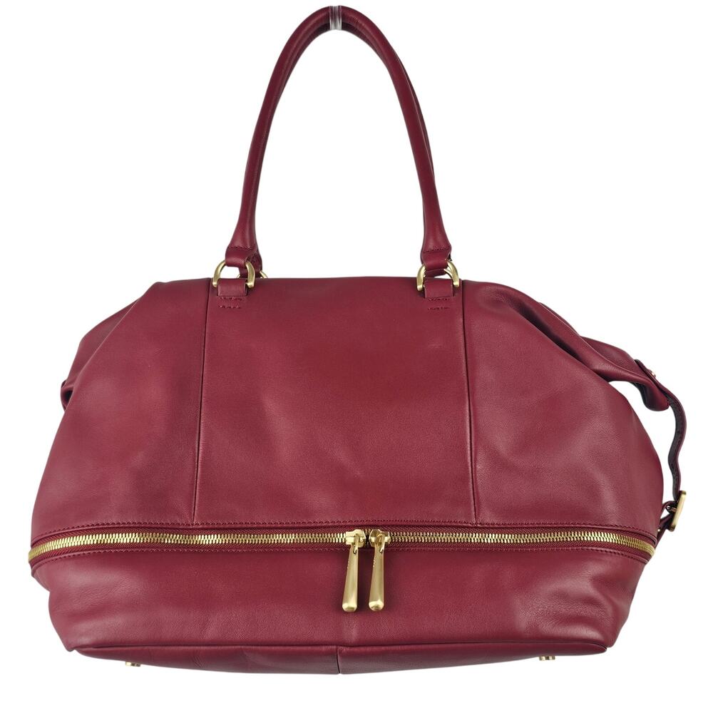 Rare Hobo Intl dark red leather overnight bag bottom compartment EUC collectors